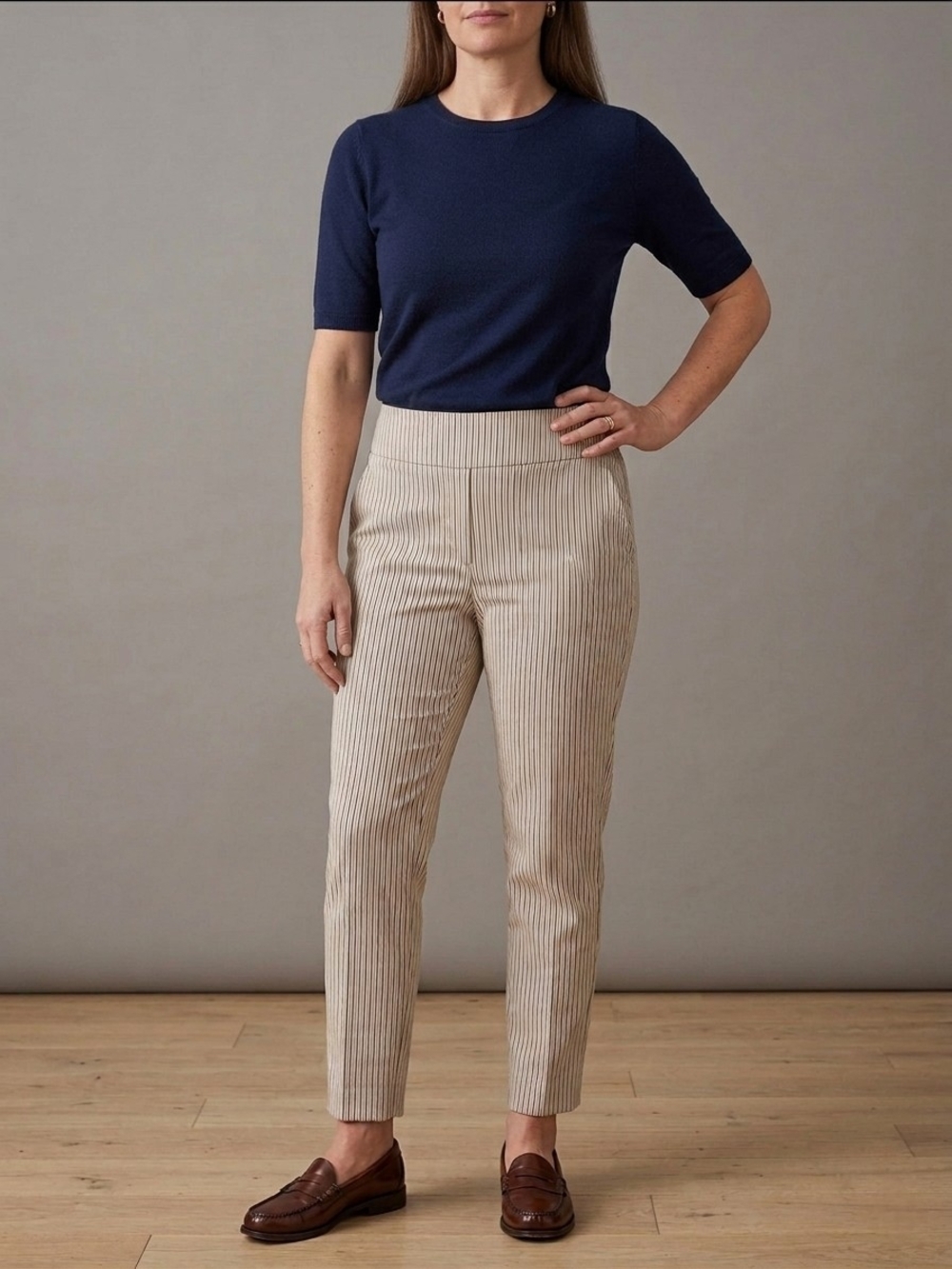 S.C. & Co. Striped Pull On Cropped Ankle Pants Size 16 Coastal Grandmillennial